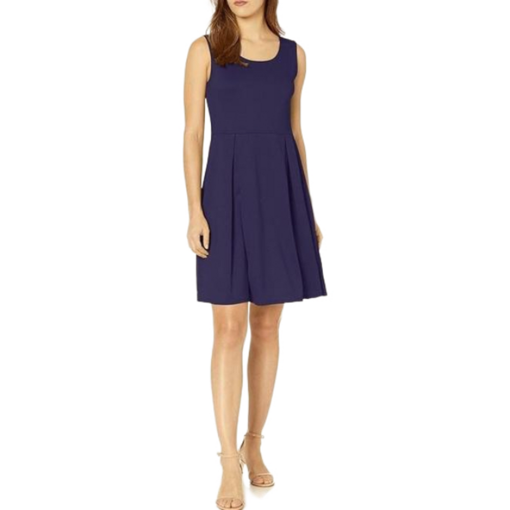H&M Dress Fit & Flare Sleeveless Back Zipper Lined Navy Blue Women Size 6